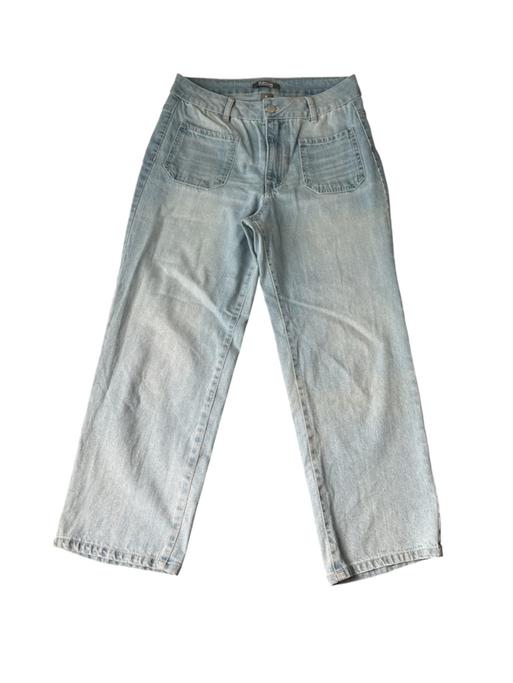 d.jeans Light Wash High Rise Wide Leg Crop Patch Pocket Jeans Size 6